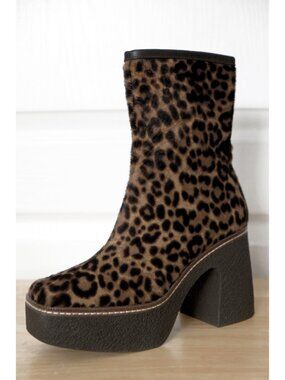 NEW Pons Quintana leopard-print ponyskin platform ankle boots